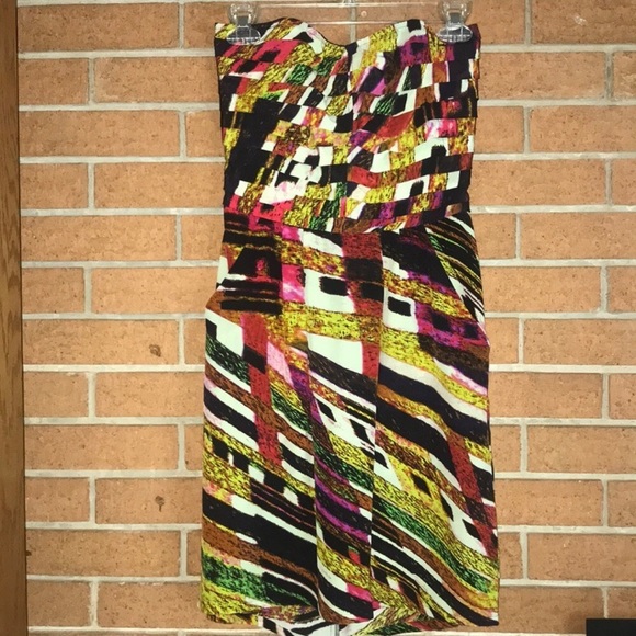 🪡CHARLIE JADE🪡BIRCH PRINT SILK STRAPLESS DRESS🪡 - Picture 3 of 9